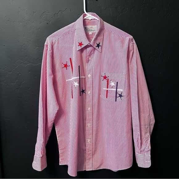 Mili Designs Womens Medium Blouse Button Shirt Patriotic Rhinestones, stars. - Picture 1 of 9